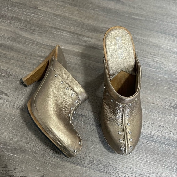 Michael Kors Gold Leather Studded Mules​​​​ - Picture 2 of 7